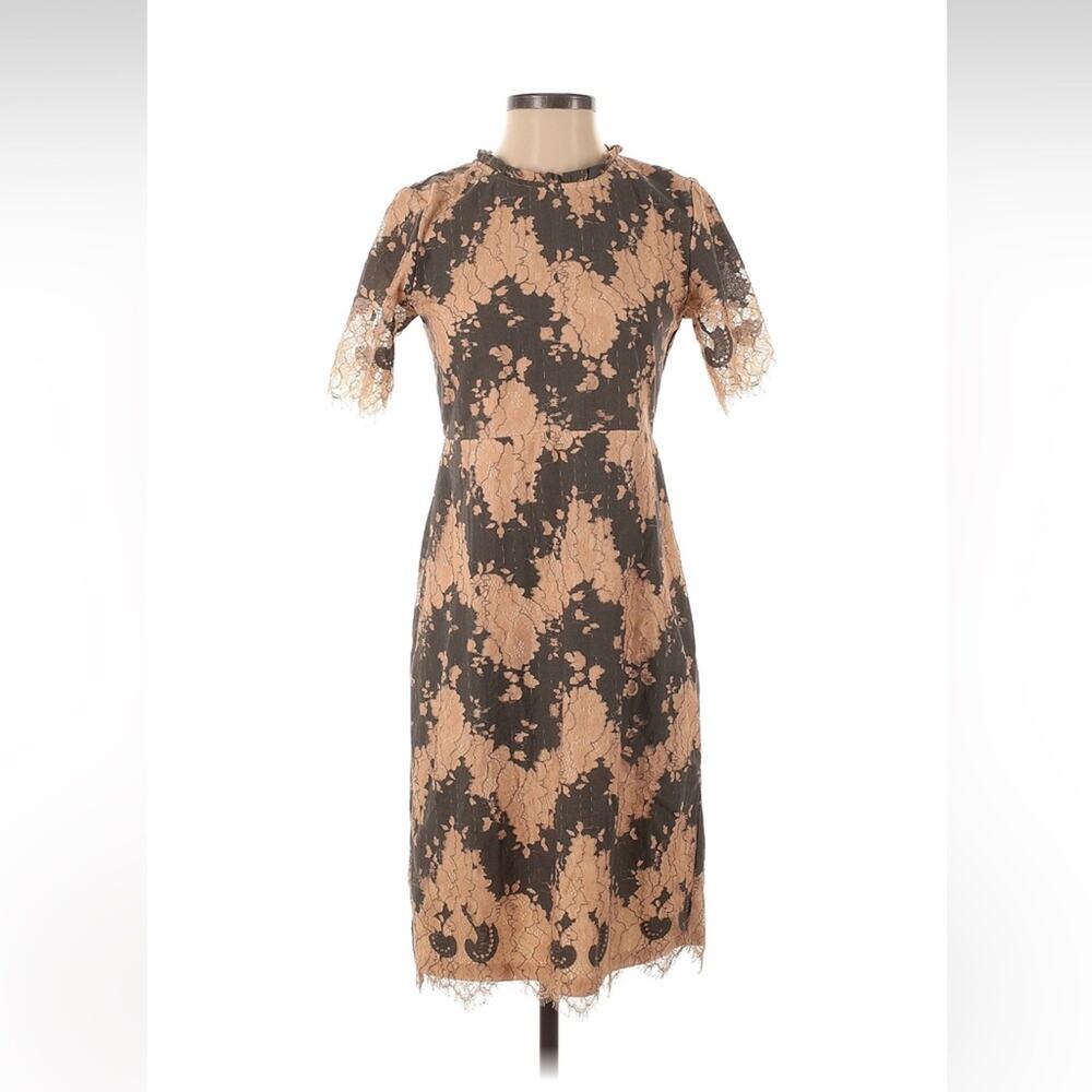 Polagram floral lace overlay sheath cocktail party dress, size small